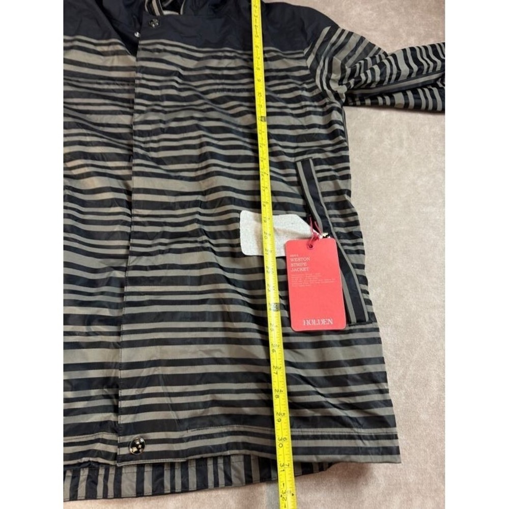 NWT Holden Mens Weston Stripe Waterproof Hooded Jacket Zip Pockets Black XL - Picture 12 of 12